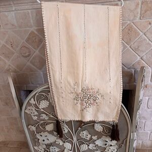 Vintage Floral Hand Embroidered Table Runner